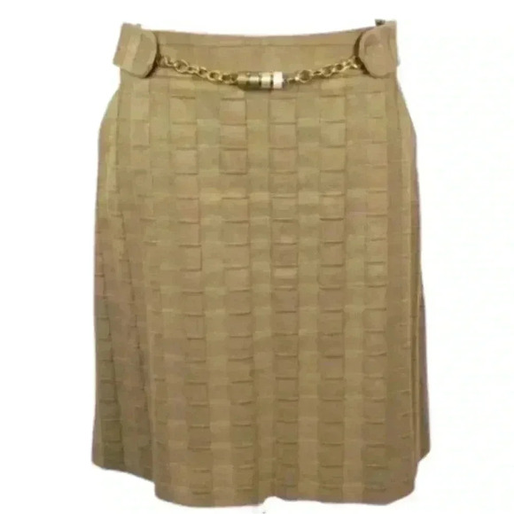 Milly skirt 6 tan faux belted pencil skirt with pockets